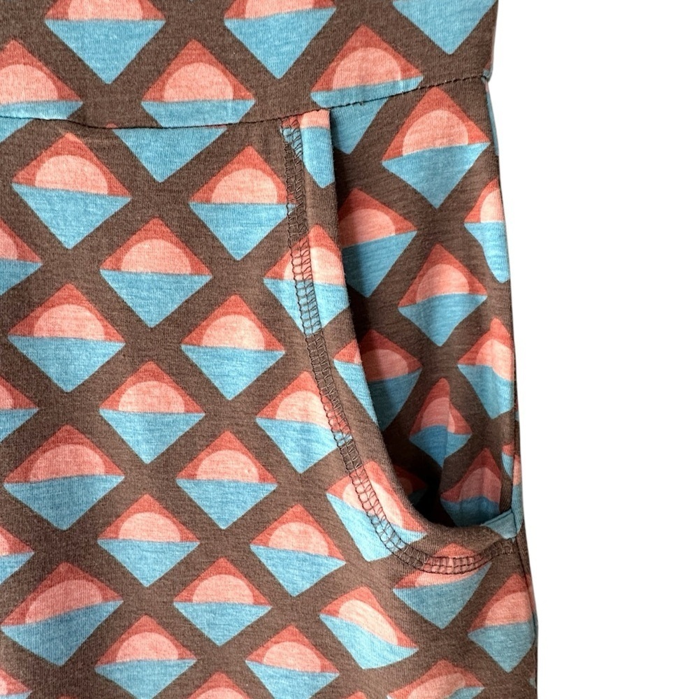 SYNERGY | NWOT ORGANIC COTTON SHORT SLEEVE DRESS POCKETS BROWN & PEACH | SMALL - Picture 4 of 9